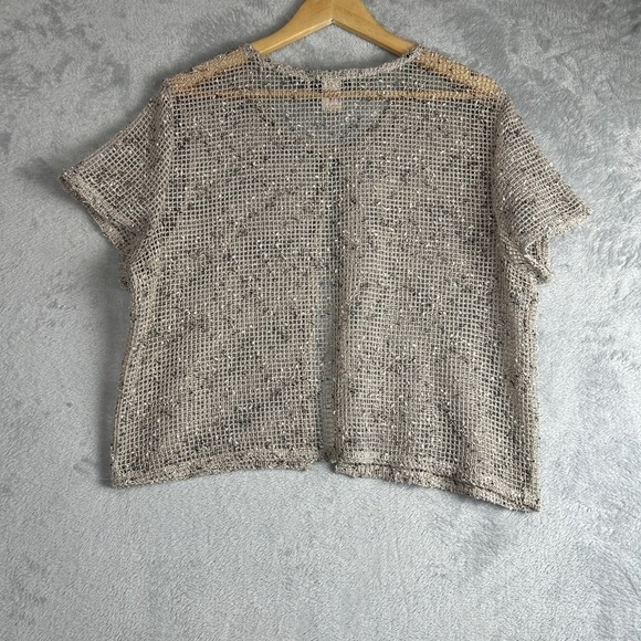 ✨ 2/$35 Brody Myles Open Weave Cardigan XL Beige Knit Coastal Romantic Layering - Picture 4 of 9